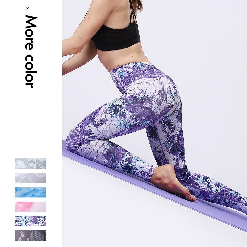 

2020 New Sports Tight Fitness Yoga Pants Quick Dry Ultra-Stretch Digital Printed Pants Leggings Seamless Tights, 01