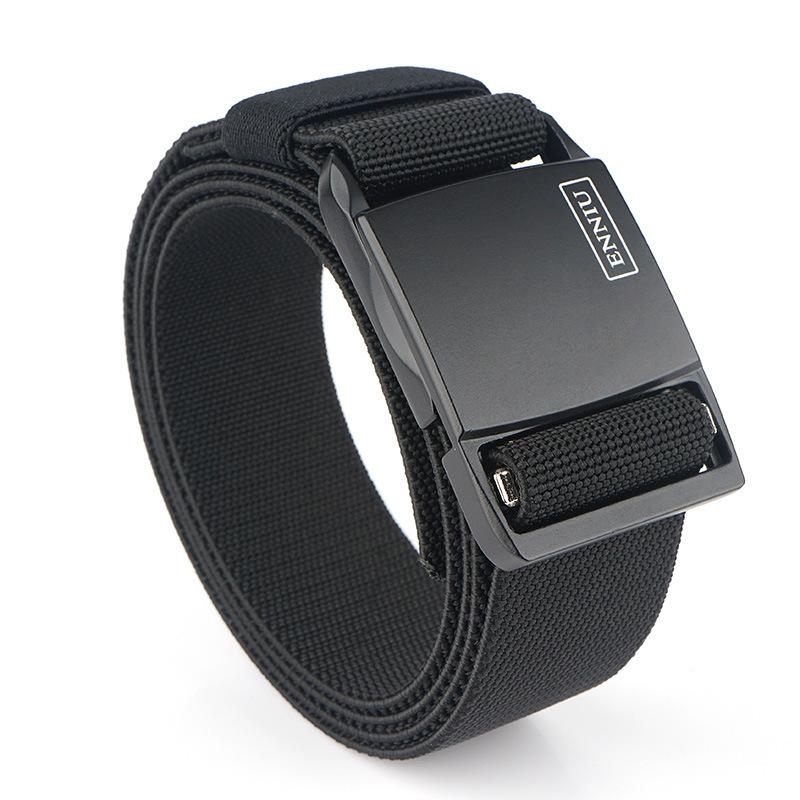 

Tactical Combat Belt Elastic Hard Metal High Strength Magnetic Quick Release Buckle Unisex Army Training Sport Belt, Wolf brown buckle