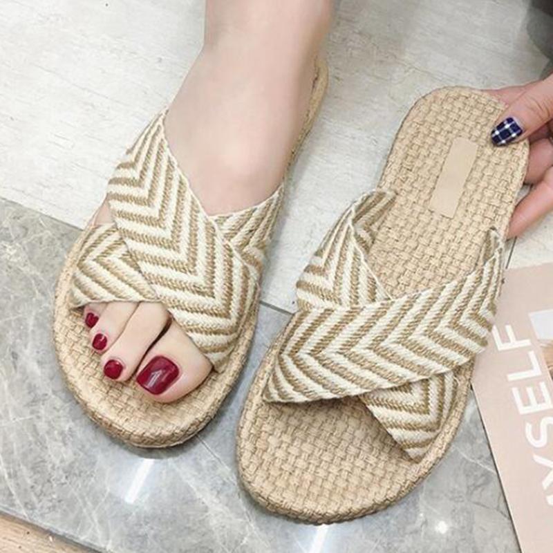 

Summer New Fashion cross Female sandals and slippers beach shoes Outside Women's shoes breathable comfort Women slippers qq113, Beige