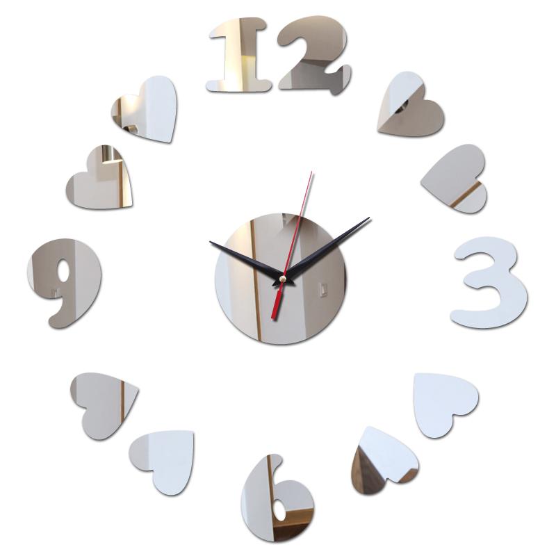 

top sale wall clock Europe acrylic mirror Quartz wall clocks still life living room home decoration diy stickers