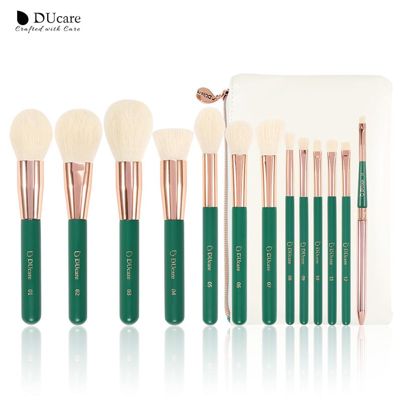 

DUcare Green Makeup Brush Set 13pcs Makeup Brushes With Case Blending Face Powder Eyeshadow Make Up Brushes Set With Bag