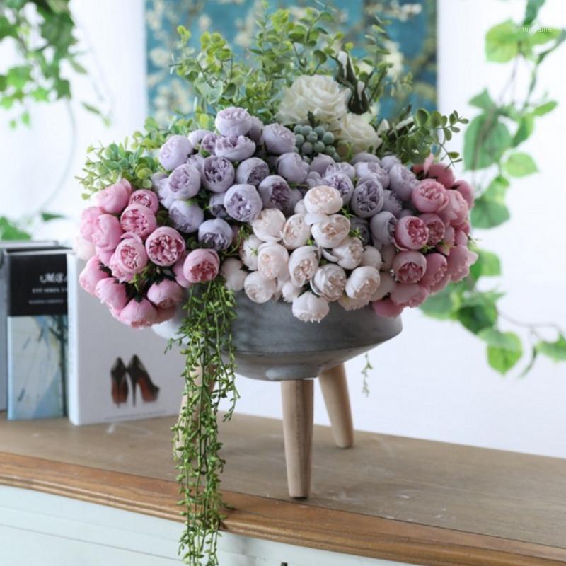

Artificial Silk 27 Heads Rose Flower Bouquet Home Hotel Table Decoration Fake Flower Wedding Bride Holding Floral Bouquet1