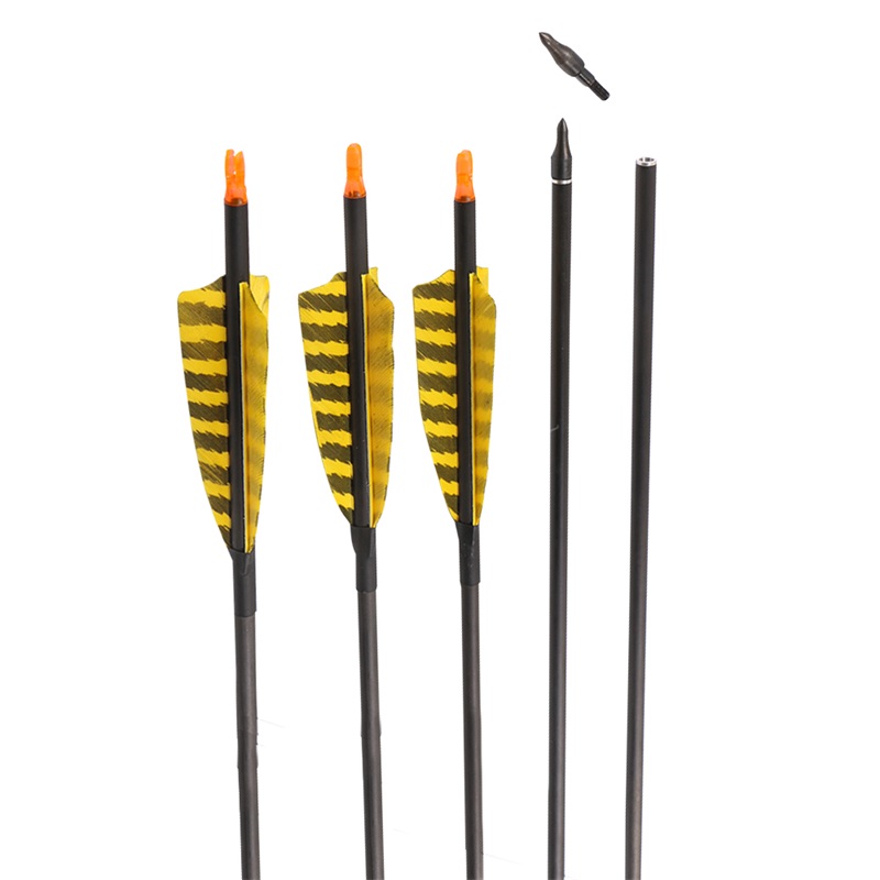

31 inch carbon arrow fletching complete shaft replaceable arrowheads and insert nock 3 inch turkey feather pure carbon shooting arrow