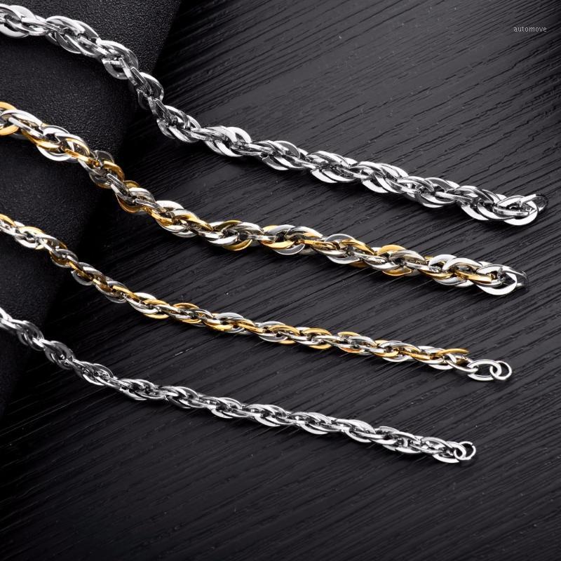 

Hip Hop Jewelry Men's Layering Necklace Twisted Chain Necklace in Stainless Steel1