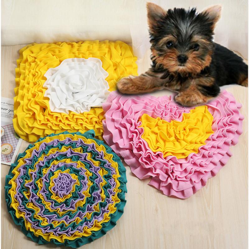 

Dogs Snuffle Mat Pet Leak Anti Choking Mat Cat Dog Training Blanket Nose Sniffing Blanket Fleece Pads Dog Nose Pad, 46x46cm round a
