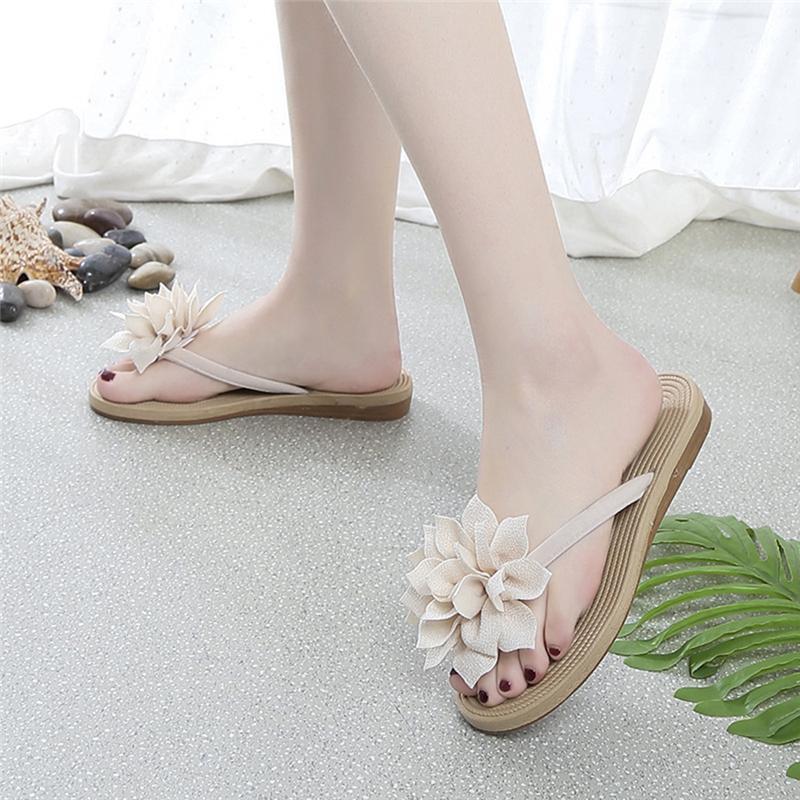 

Women Summer Flip Flops Causal Flower Slippers Ladies Slip On Flat Shoes Female Fashion Non Slip Slides Beach Sandals New1, Red