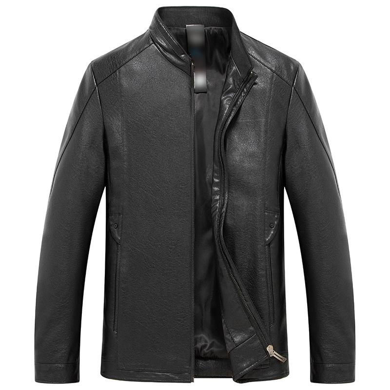 

Men Fashion 2021 Black New Short Biker Jackets Slim Fit Genuine Leather Jacket Casual Pocket Zipper Male Coats Plus Size