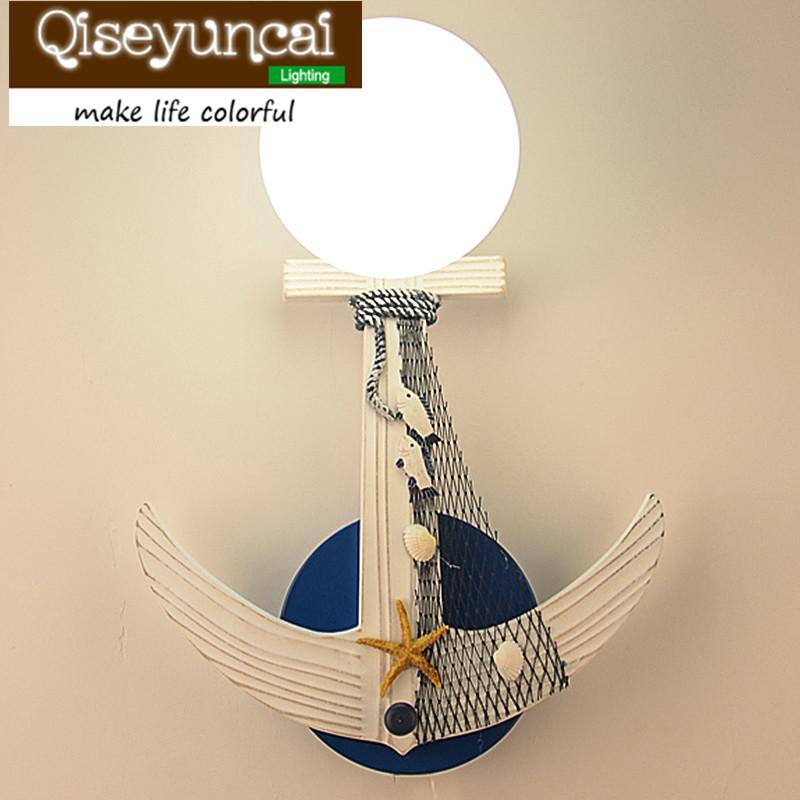 

qiseyuncai 2020 new Mediterranean Children's Room Anchor Wall Lamp Bedroom Bedside Cartoon Creative LED Wall Light