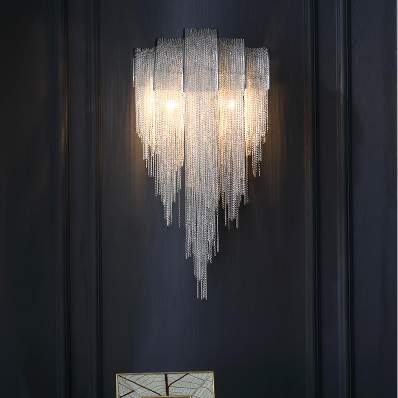 

Postmodern tassel wall lamp transfloor villa staircase restaurant living room hotel lobby light luxury zipper lamp