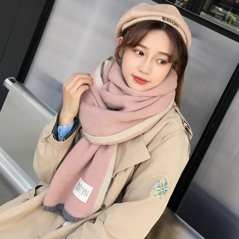 

OLOEY Winter Thickness Patchwork Sticker Women's Scarf 2020 Fashion New Soft Warm Shawls Casual Streetwear Scarves For Ladies
