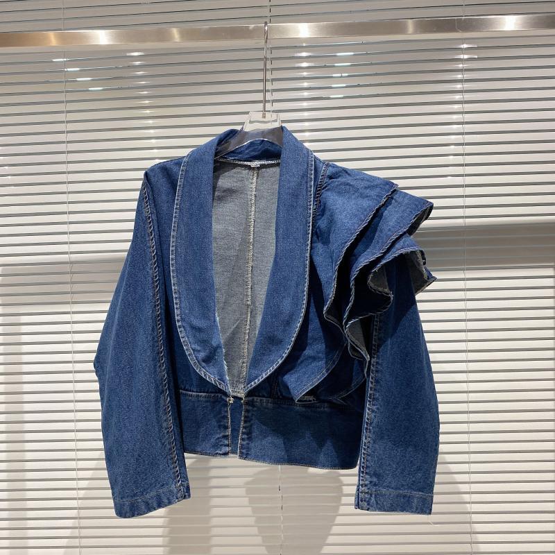 

2020 with New Celebrity Vogue of the Background Falbala Design v Neck Long Cowboy Sleeve Short Female Lapels Jacket Rfrp, See chart