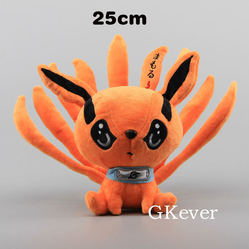 

25cm Anime Naruto Shippuden Fox Demon Plush Toys Doll Cute Uzumaki Kyuubi Kurama Nine-tales Fox Stuffed Toys Gift For Girls Kids 201027