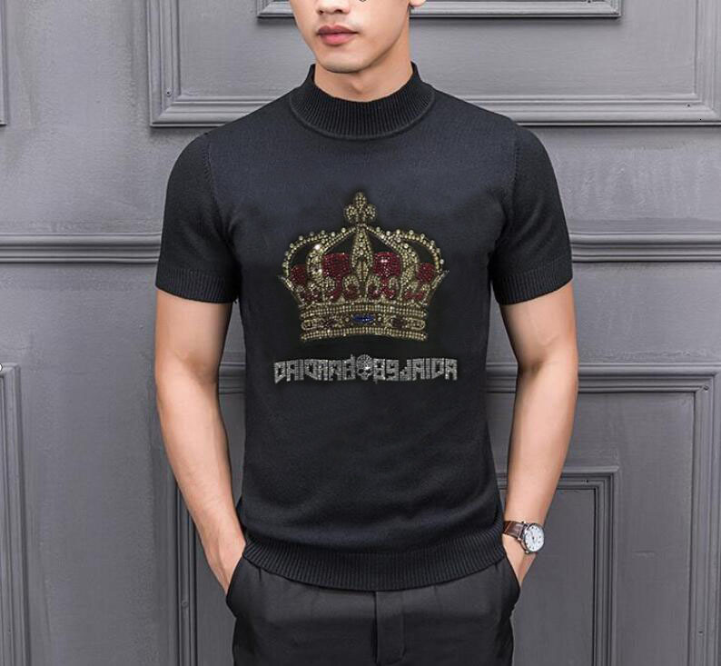 

Autumn/winter Men Knitted-out New Short Sleeve Top Colour Half Turtleneck High Fine Knitted Sweater Pghj, Sky blue.