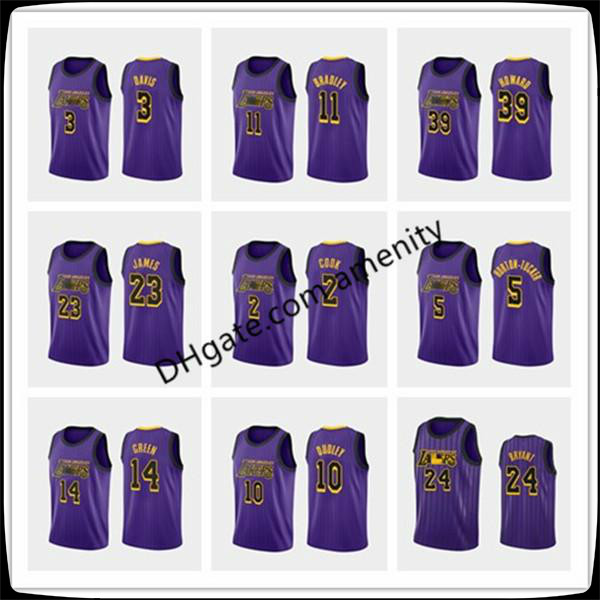 

Men Los Angeles Lakers Davis 23 James 2 Ball 24 bryant 10 Dudley basketball jerseys purple Anthony Anthony Lonzo city jersey new, Black