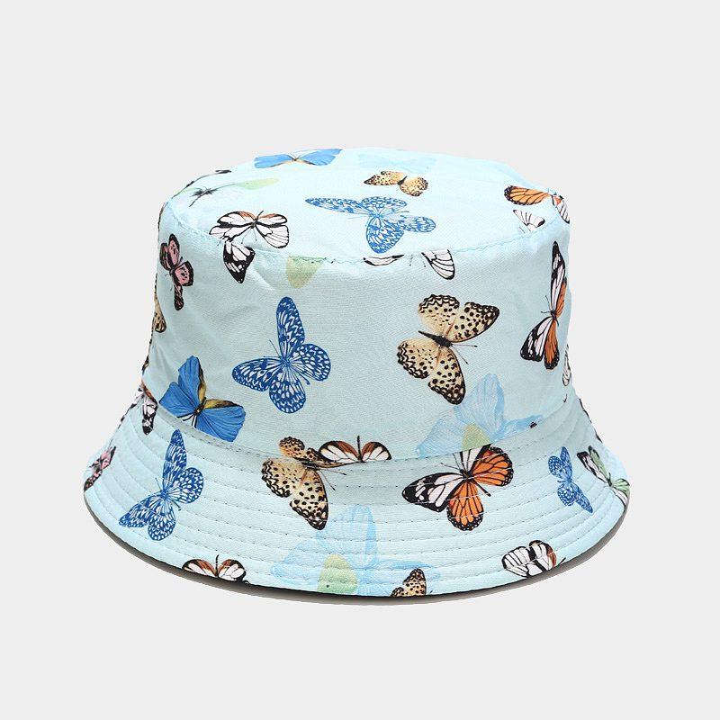

Fishing Hat Butterfly Printed Two Sides For Men Women Fashion Foldable Butterfly Print Fisherman Hat Sun Bucket Cap, White