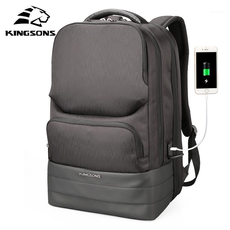 

Kingsons Men Backpack 2.0 USB Recharging Water Repellent Laptop Backpacks Men Business Fashion Shoulder Bags Black Technology1