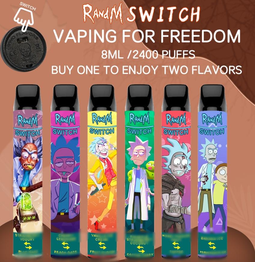 

Double colors Disposable Pod device R and M switch 2400puffs factory wholesale price