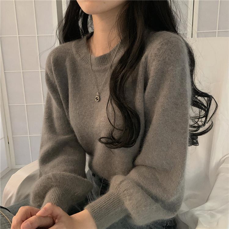 

2020 Korean New Sweater tops long sleeve Loose Candy-Colored Pullover Sweater Knitted warm casual female jumpers yellow blue, Black