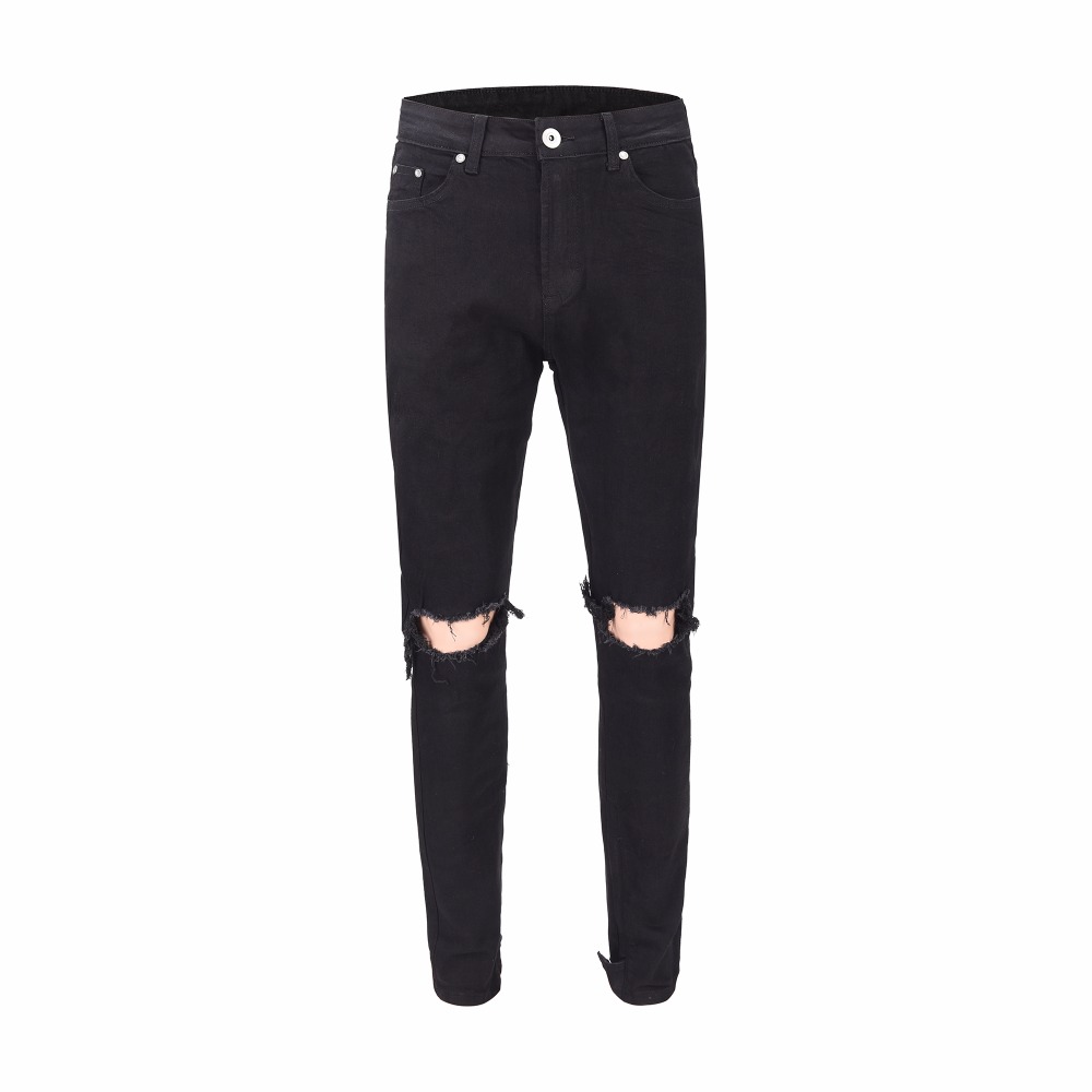 

Men Distressed Jeans Black Denim Ripped Pants Slim Skinny Fit Trousers Casula Mens Skinny Hole Zipper Pencil Jeans, Kg-1