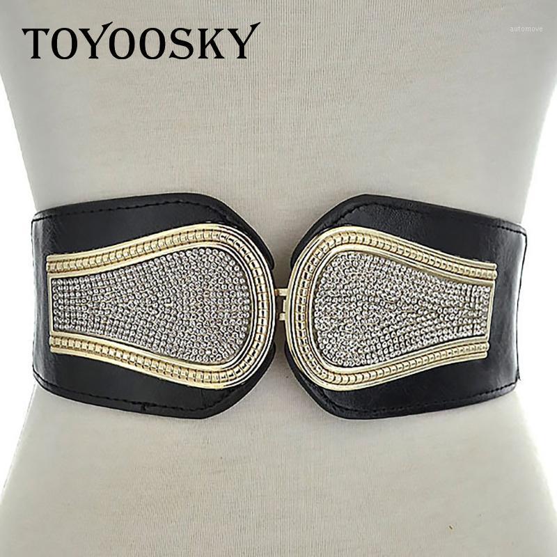 

TOYOOSKY Women Waist Belts 2020 New Arrival Diamond Printed Double Buckle Waistband Hup Women Black Leather Western for1