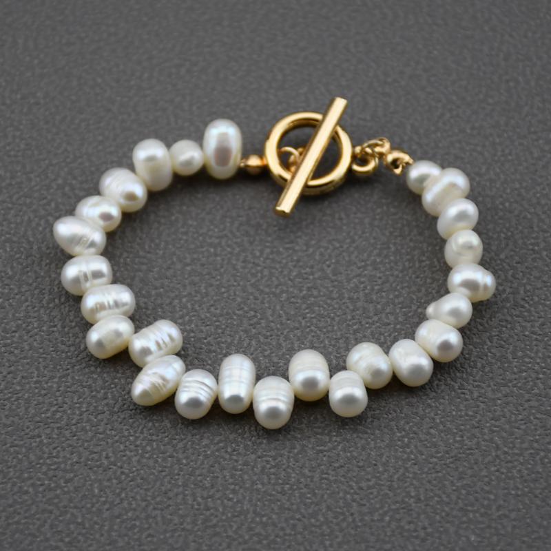 

Delicate Valuable Real Pearl Bracelet Good Quality Freshwater Pearl OT Buckle Charm Bracelets BestParty Jewelry for Women