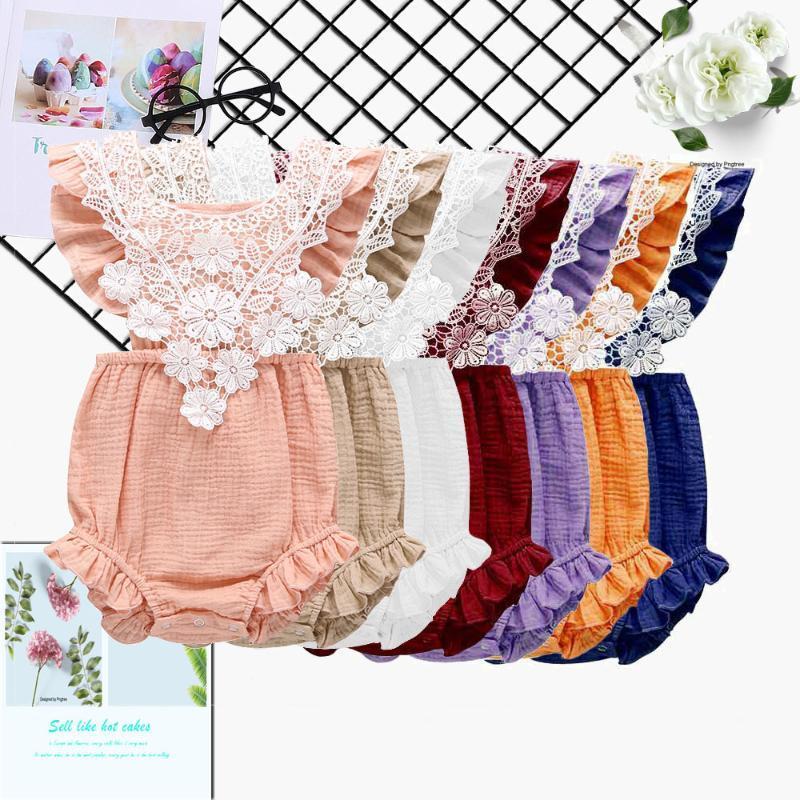 

Summer Baby Lace Romper Cotton Sleeveless Infant Romper Newborn Clothes1, White