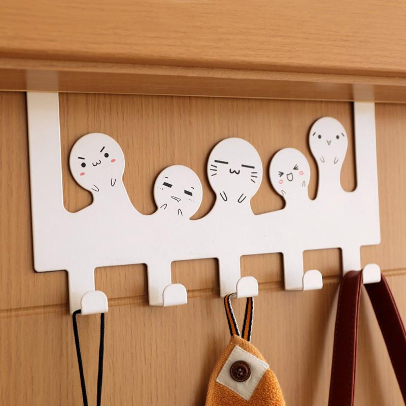 

Cartoon Over-The-Door Hook Rack 5 Hooks Hanger Storage Holder Hanging Coat Hat