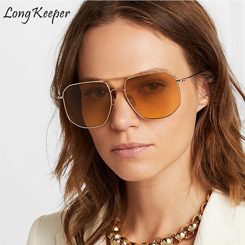 

Sunglasses 2021 Polygonal Women Glasses Lady Luxury Retro Metal Sun Female Vintage Flat Top Feminino UV4001