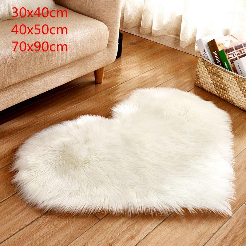 

70x90cm Shaggy Carpet Love Heart Rugs Artificial Fur Sheepskin Hairy Carpet Bedroom Living Room Decor Soft Shaggy Area Rug1