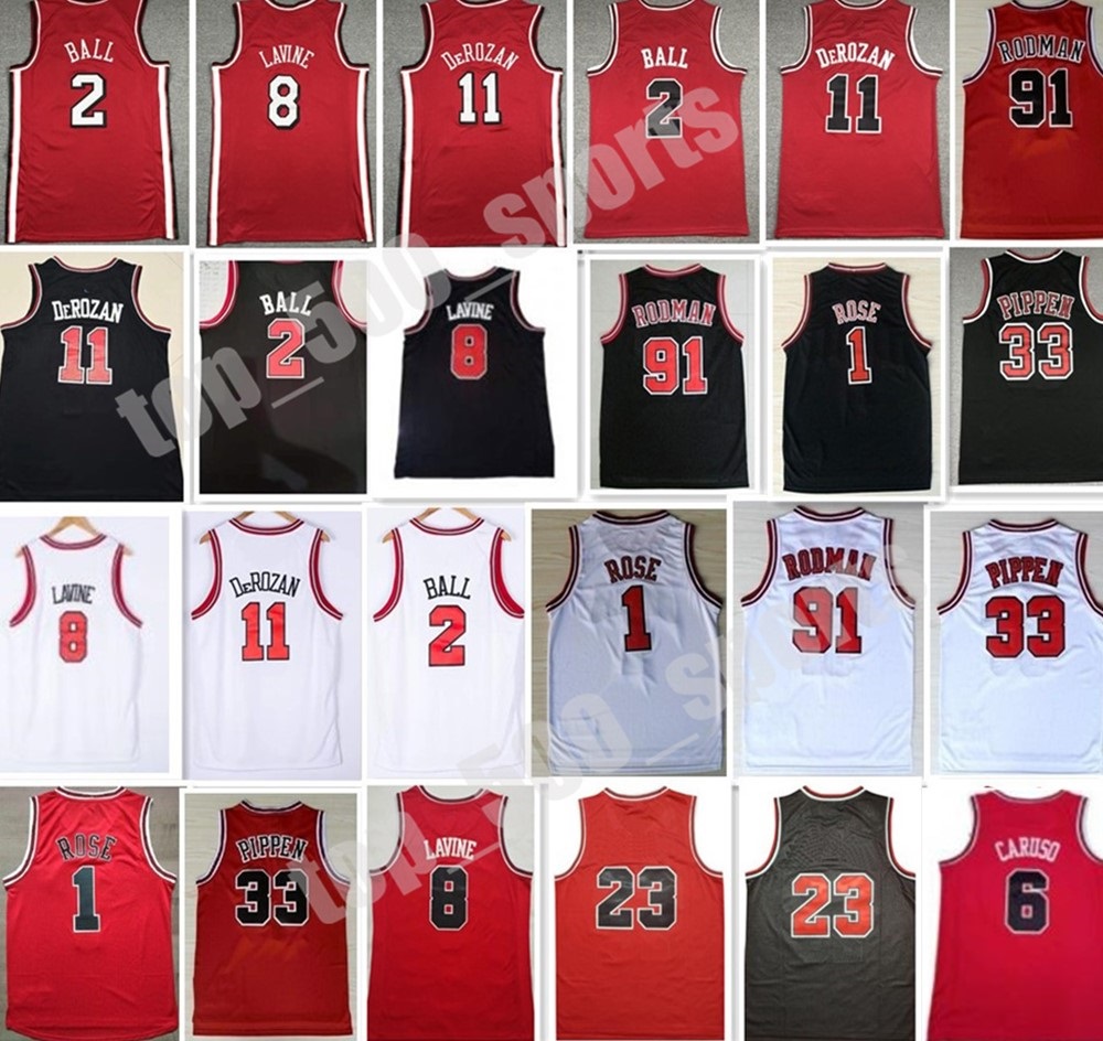 

Stitched Basketball Jersey 2 Lonzo Ball Zach 8 LaVine Derrick 1 Rose 11 Demar DeRozan 6 Alex Caruso 23 Dennis 91 Rodman Scottie 33 Pippen Sewn Embroidery Mens Shirt, Colour 11