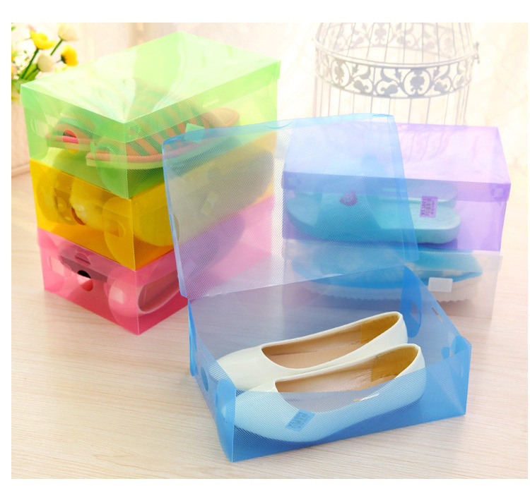 

Transparent Shoebox with Lid Clear Plastic Shoe Clamshell Storage Boxes Bins DIY Boots High Heels Shoes Home Organizer, Red