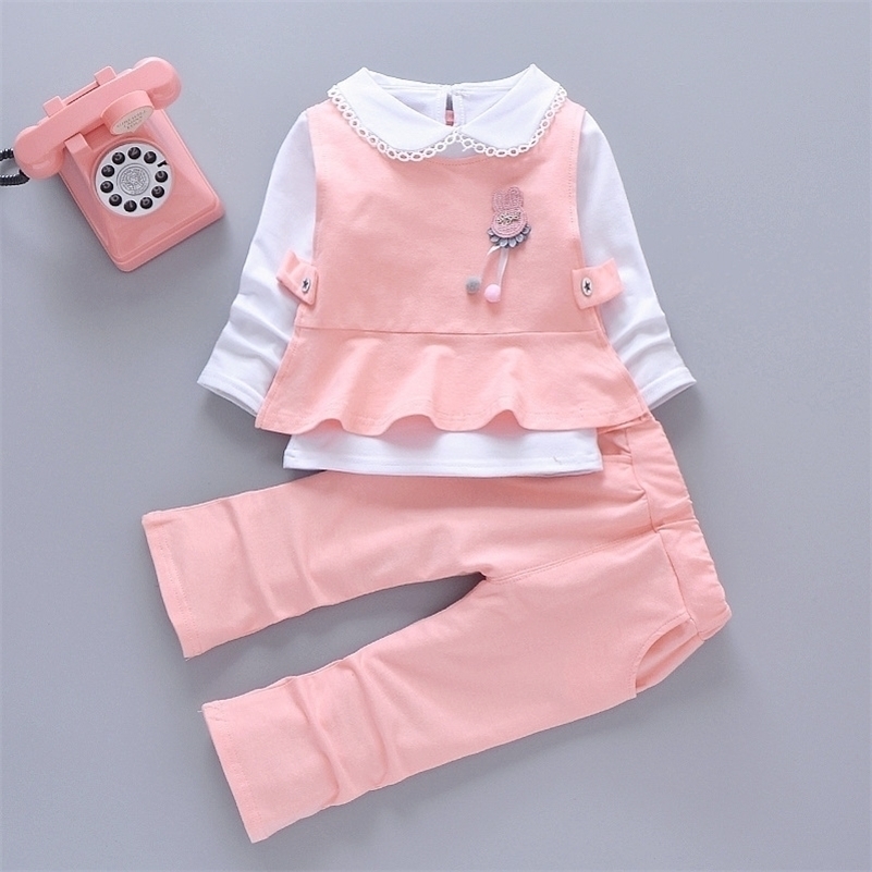 

Children Girl Spring Autumn Suit Female Baby Clothing Thin Kids Long Sleeve Fashion Suit 1 2 3 4 Years Old Children Clothes Set 201031, 2pcs pink 02