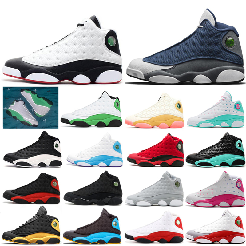 

13 13s Flint Men Basketball Shoes black cat bred Luky Aurora Green Hyper Royal Phantom Playground Mens Sport Trainers Sneaker size 5.5-13, Color #1 40-47