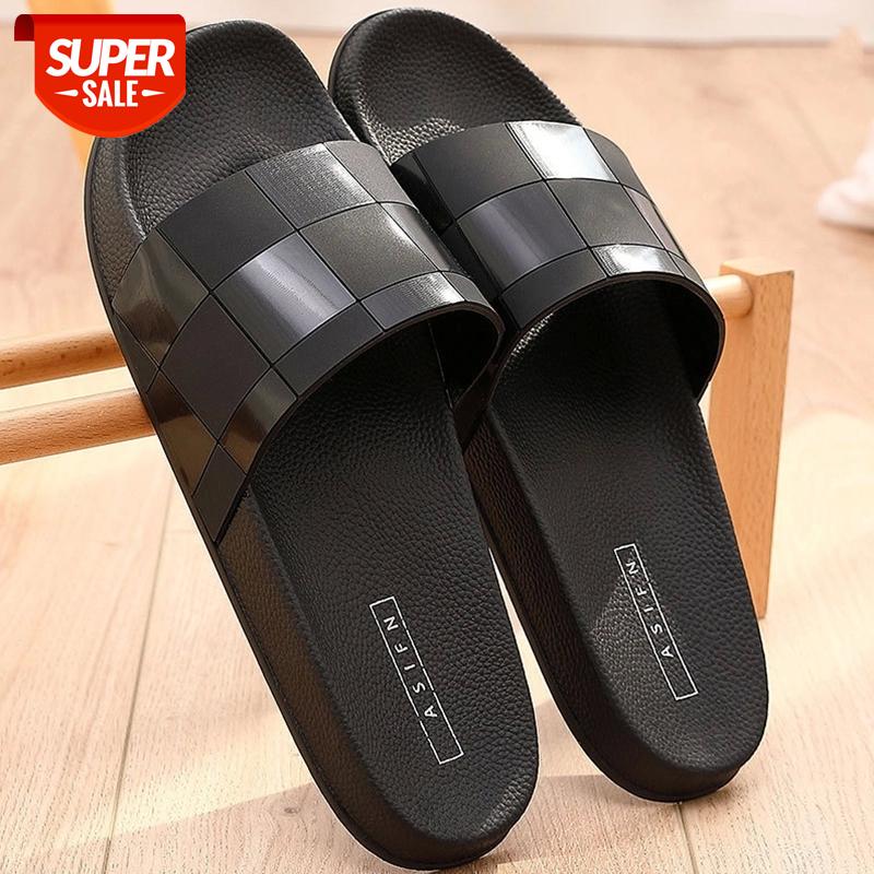 

Men's Slippers Outdoor and Indoor Slippers Non-slip Flat Beach Summer Shoes for Men Gingham Home #Tq2a, Black
