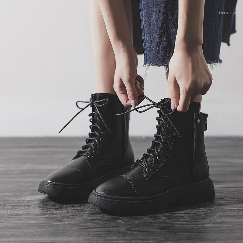 

Women Boots 2020 Winter Fashion Microfiber Lace-up Platform Increase Breathable Ankle Boots Female Riding Boot Botas De Mujer1, 2502