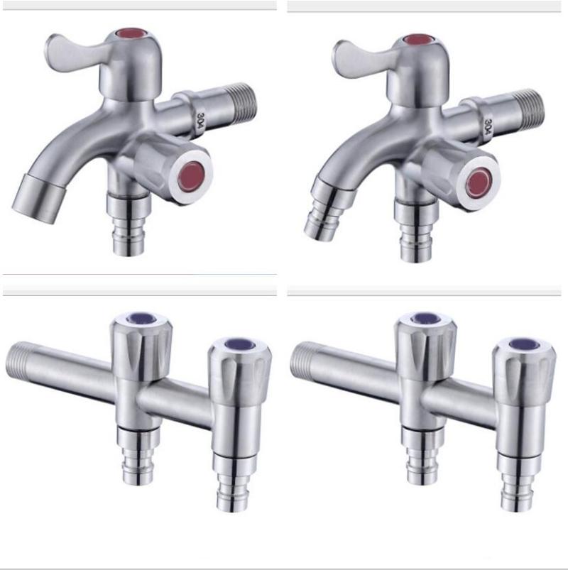 

Double Function Washing Machine Water Tap 304 Stainless Steel Bathroom & Kitchen Bibcocks G1/2 Connect Bidet Faucet Accessories
