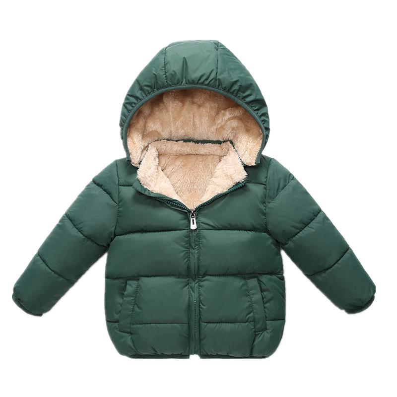 

Winter Parkas Kids Jackets Cap Removable Fleece Boys Girls Super Soft Warm Thicken Velvet Children's Coat Baby Outerwear Jacket, Brown