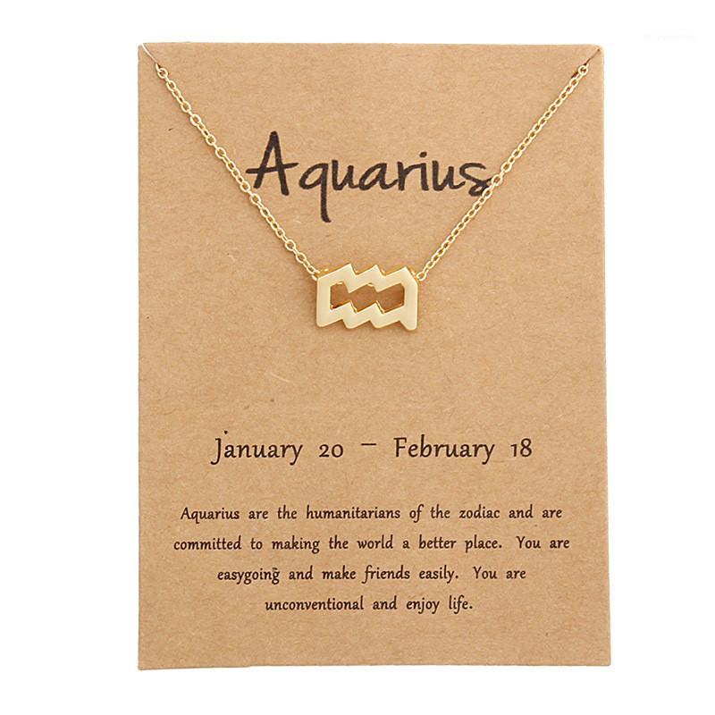 

New 12 Constellation Aquarius Pendant Necklaces Virgo Necklace Birthday Gifts Message Card for Women Girl Jewelry1