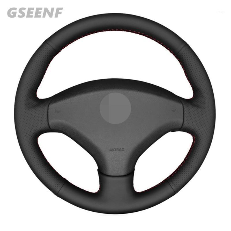 

Car Steering Wheel Cover For 3008 2020-2011 408 2014-2010 308 2013-2007 Black Hand-stitched Artificial Leather1