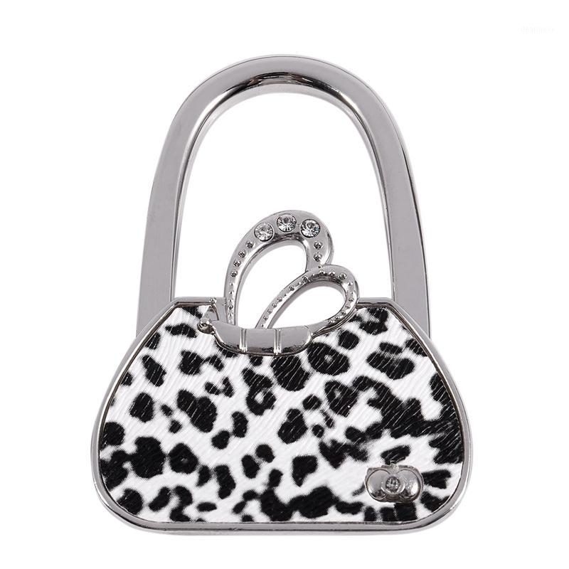 

Black White Leopard Print Handbag Style Foldable Table Hook Purse Hanger Holder1