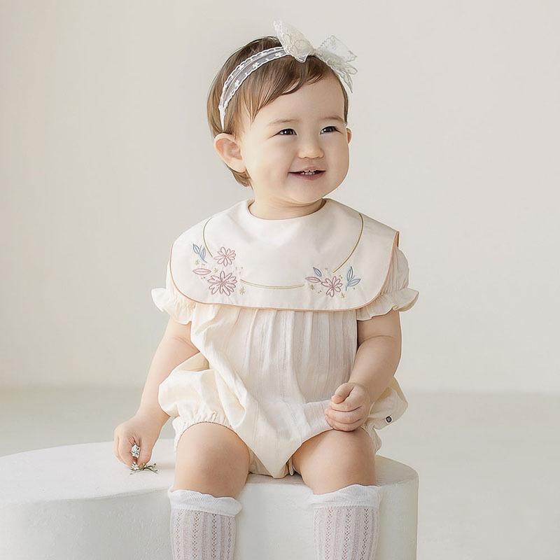 

Summer 2020 Baby Kids Rompers Short Sleeve Embroidery Flower Cute Creeper Baby Girl's Bodysuit Outfits, 202h23 white