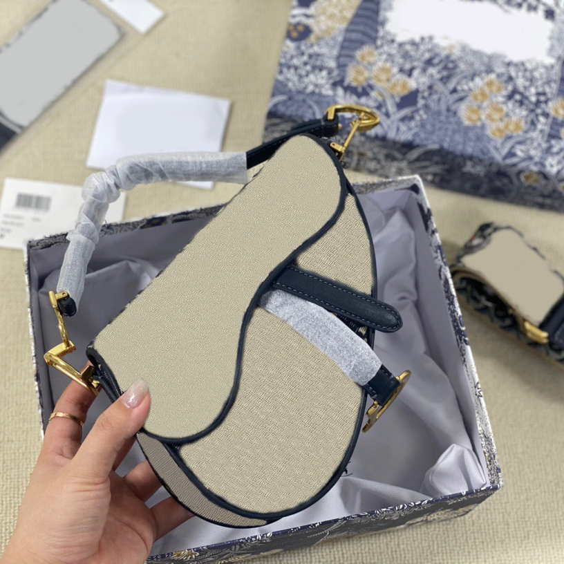 

designer handbags canvas saddle bags vintage Woman Oblique Embroidery Flowers Letter ladies Fashion Banquet Cowboy Blue handbag crossbody designer bag Purse, Leopard (letter strap)