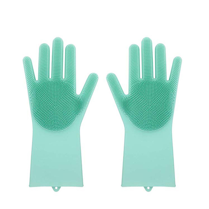 

Silicone Gloves with Brush Reusable Safety Silicone Dish Washing Glove Heat Resistant Gloves Kitchen Cleaning Tool HHAA614 28 N2