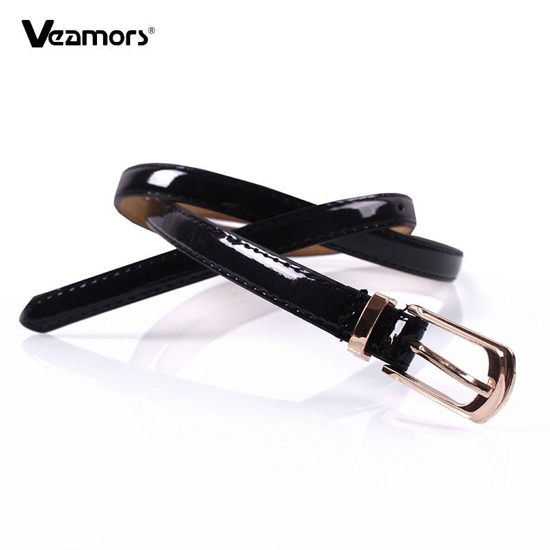 

VEAMORS Candy Color Metal Buckle Thin Casual Belt For Women , Leather Belt Female Straps Waistband For Apparel Accessories, White