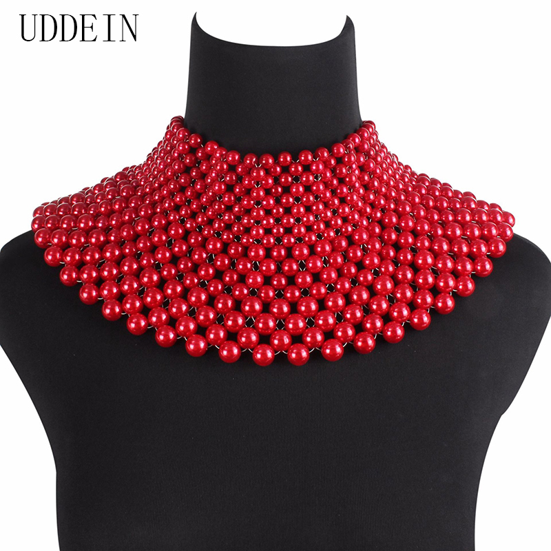 

UDDEIN Fashion Indian Jewelry Handmade Beaded Statement Necklaces For Women Collar Bib Beads Choker Maxi Necklace Wedding Dress 220212