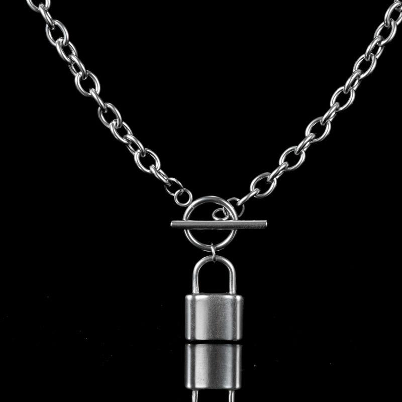 

New Lock Padlock Pendant Necklace For Women Men Silver Color Long Chain Necklace Punk Jewelry Collar