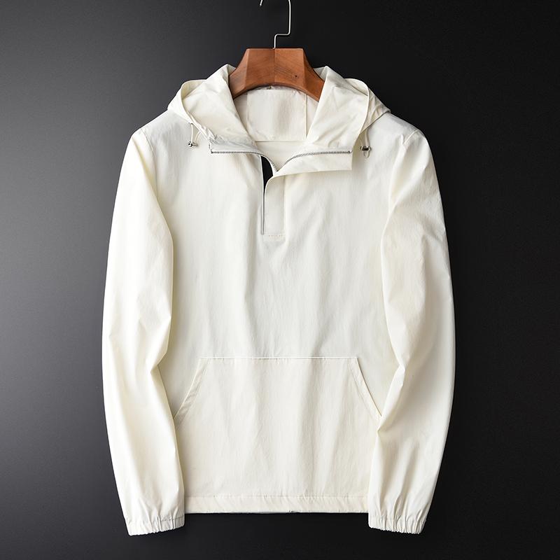 

Spring Stylish Simple White Hooded Men's Jacket Hight Quality Slim Fit Men's Casual Jacket Coat Plus Size -4XL, As pic