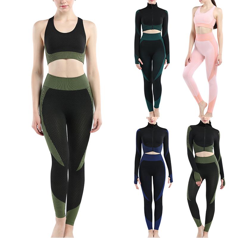 

Women Yoga Set Zipper Long Sleeve or Sleeveless Bra Top Leggings Sport Suit Workout Clothes Fitness B2Cshop, Short sleeve