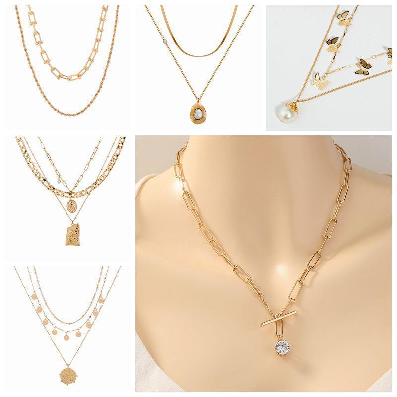 

Chains Canner Punk Big Link Chain Necklace Choker For Women Steampunk Multi Layered Star Lock Pearl Pendant Jewelry Accessorie1