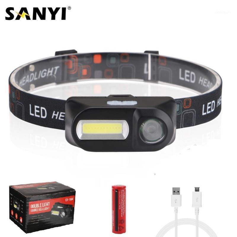 

COB LED Mini Headlight Headlamp 7 Modes Head Lamp USB Rechargeable 18650 Head Torch Lantern For Camping Night Fishing1